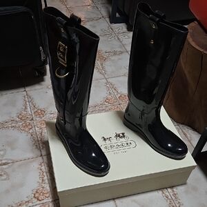 Coach Glossy Black Women's Winter Boots